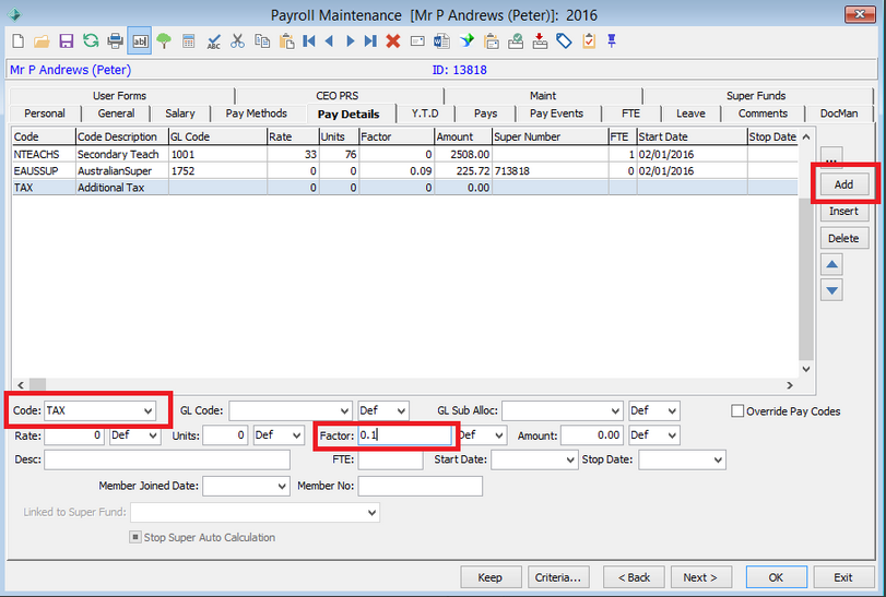 Set specific Tax rate for an employee