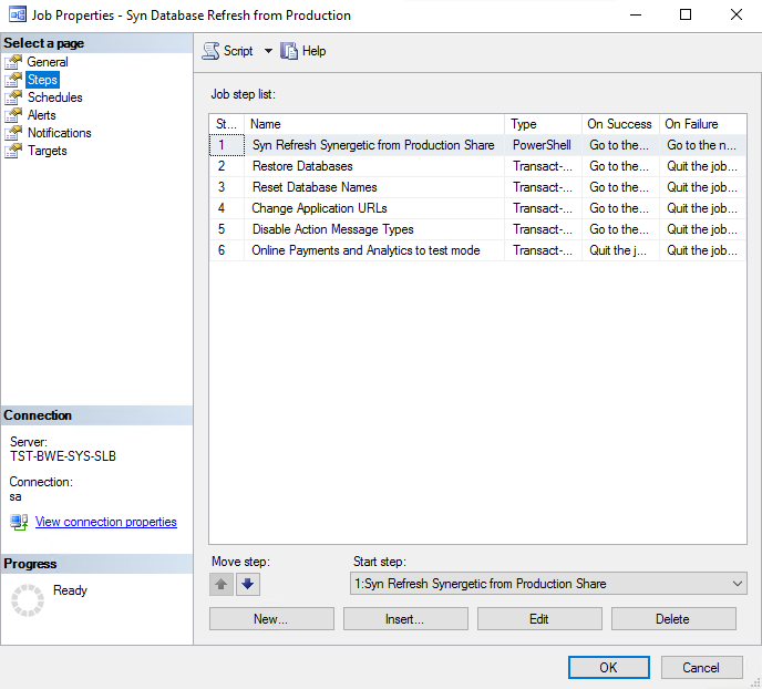 Test environment refresh data from production environment
